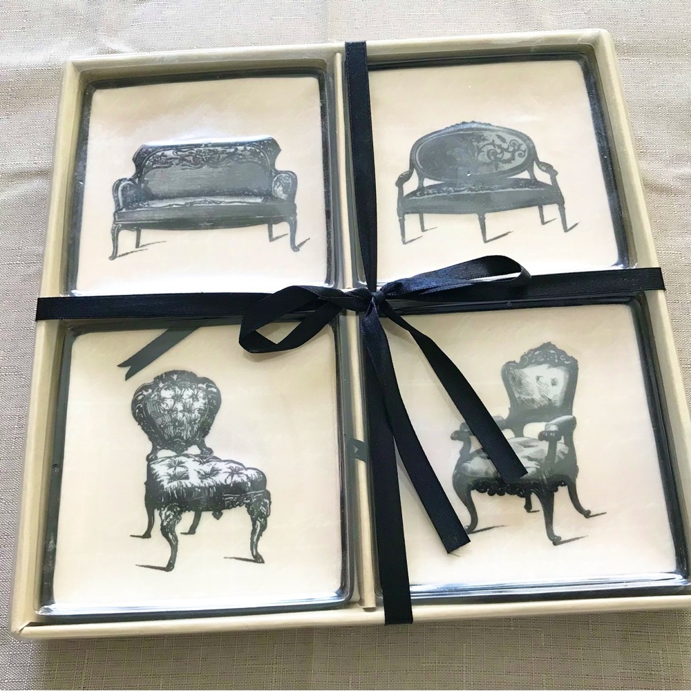 ✴️Vintage 4X4 Plates/Wallhangings “Le Salon” by Paula Scaletta, MWW, NEW in Box